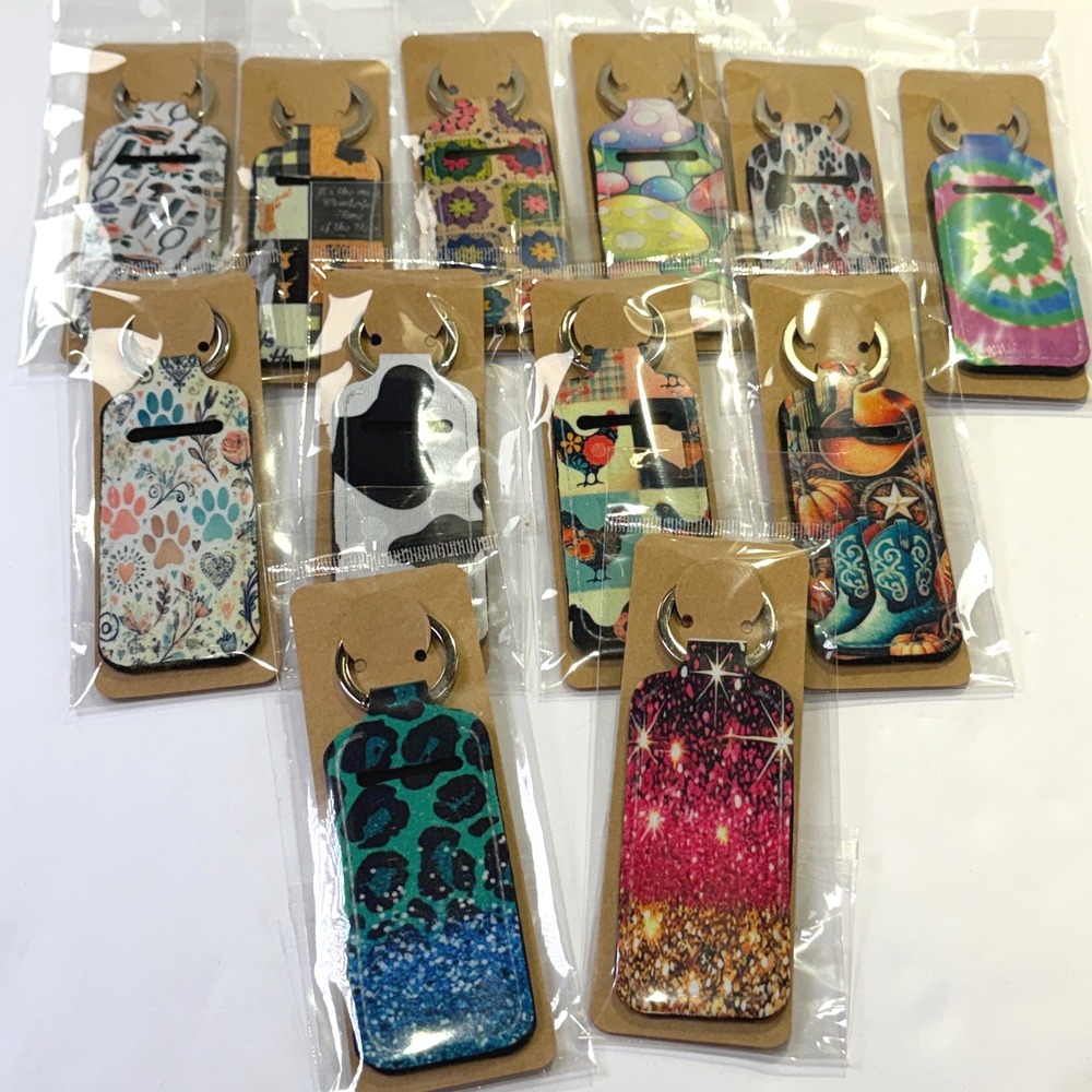 Bundle of 12 Chapstick / Lip Balm Holder Keyrings 1224B1